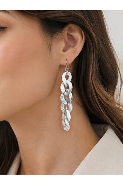 HALHALMILL Acrylic Gray Chain Dangle Hoop Earrings