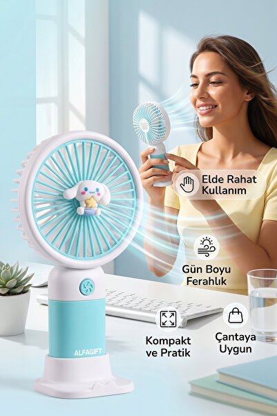 ALFAGİFT USB Şarjlı Mini El Fanı Taşınabilir Sessiz Masaüstü Vantilatör Mini Fan