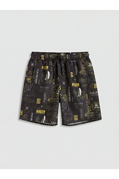 LC Waikiki Nevavm Short Length Patterned Men's Swim Shorts with Difference