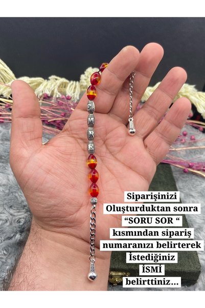 Kttesbihaksesuar GALATASARAY İSİMLİ HEDİYE SÜRMELİ TOZ KEHRİBAR KAPLAMA PÜSKÜLLÜ
