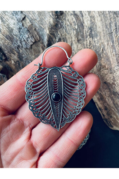 OEM Black Onyx Silver Boho Earrings | Ethnic Gemstone Statement Jewelry