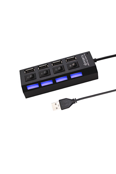 Choice محول USB عالي السرعة بـ 4 منافذ، أسود اللون، موسع USB 2.0، 4 في 1، موز...