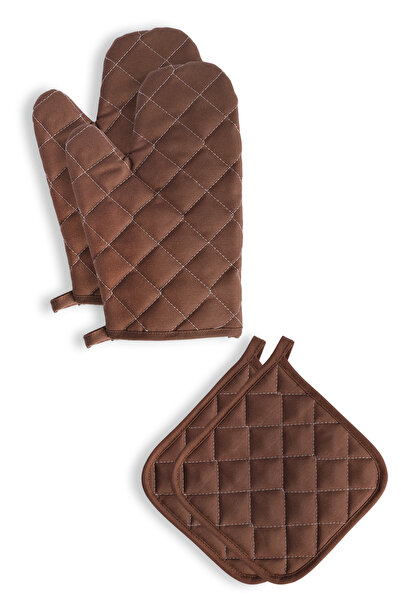 Casasro Waterproof Checkerboard Set - Pack of 4 (Apron + Gloves + Holders)