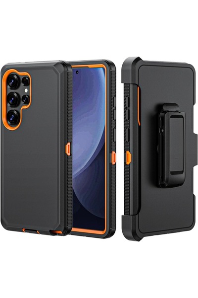 Choice16 Galaxy S26 Ultra black Orange 3IN1 OTT Heavy Duty Rugged Box Phone C...