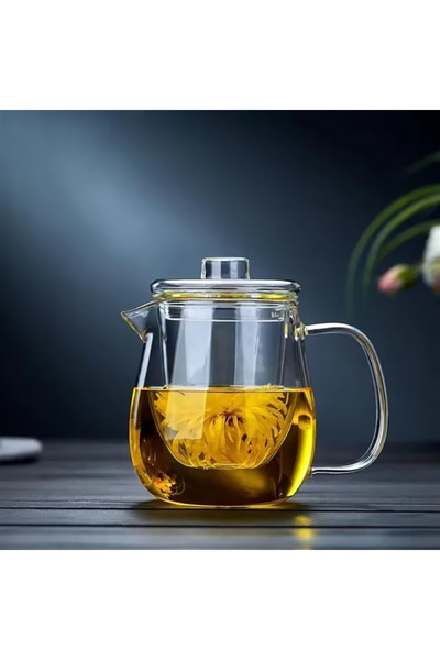 Choice1 إبريق شاي زجاجي YWDL سعة 600 مل مقاوم للحرارة من البوروسيليكات الشفاف...