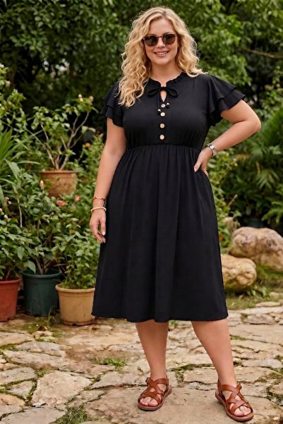tarzımsüper Rochie de vară pentru femei, mărime mare, lungime midi, cu mâneci...