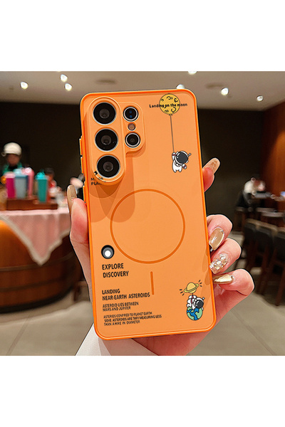 Choice67 Galaxy S26 Ultra A126 Orange Little Astronaut Magnetic Phone Case Fo...