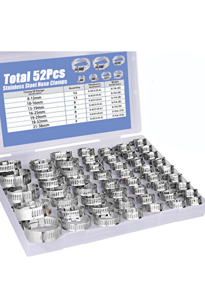 Choice 52Pcs 8-38mm Stainless Steel Screw Band Hose Clamps Car Fuel Tube Pipe...
