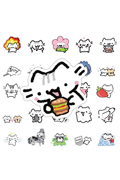 Choice 72pcs 72PCS Cute Pokky Cat Stickers Kawaii Animal Meme Graffiti Decals...