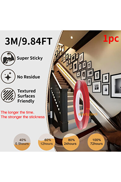 Choice11 6mmx3m 2 Rolls of Strong Red Acrylic Double-Sided Tape, Clear, Water...