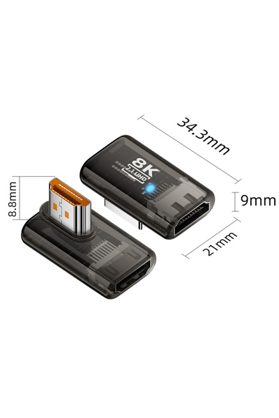 Choice7 كابل HDMI 2.1 شفاف BSN 167T بدقة 8K و60 هرتز مع محول زاوية 90 درجة (أ...
