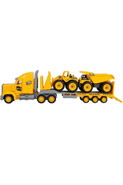 JollyMag Set de camion cu remorcă și două vehicule de construcții, plastic, 6...