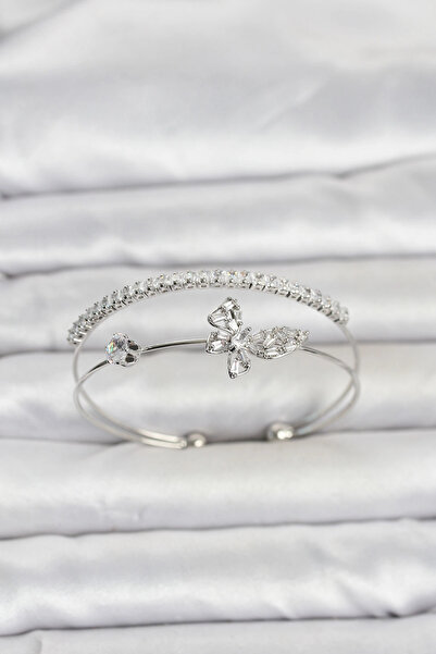 Clariss Brass Silver Color Butterfly Model Women's Bracelet