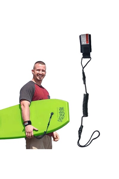 Choice1 Black 1Pc Coiled Surf Leash - Safety Hand Rope Hook for Bodyboarding ...