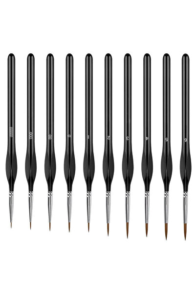 Choice Black 10Pcs Miniature Painting Brushes Kit - Fine Detail Nylon Hair fo...