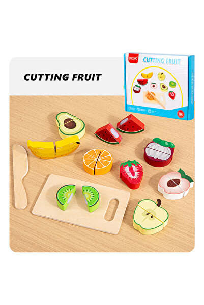 Choice1 Cutting Fruits 1pc Wooden Kitchen Pretend Play Food Cutting Toy with ...