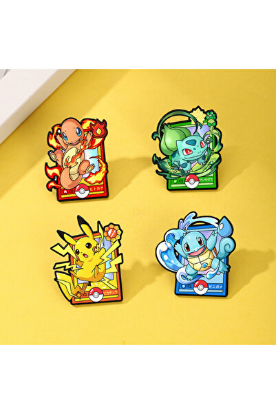 Choice Bandai 4PCS New Hot Sale Cute Pokemon Enamel Pins Set Pikachu Brooch M...