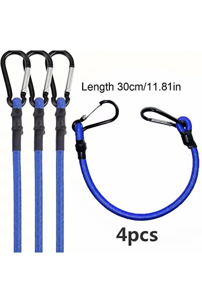 Choice3 4pcs Blue 30cm 4pcs Aluminum Alloy Hooks with Elastic Ropes Practical...