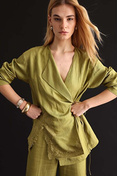 Mahal Kahma Verev Collar Jacket with Side Ties and Guipure Detail