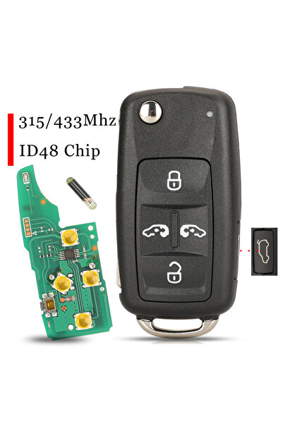 Choice 433MHZ B style jingyuqin 5K0837202AD 315/434Mhz ID48 5Buttons Flip Key...