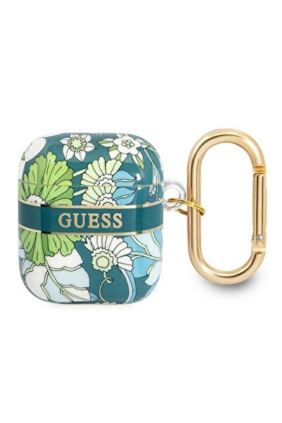 Guess Θήκη Σιλικόνης Flower Strap για Apple AirPods 1/2 Πράσινο