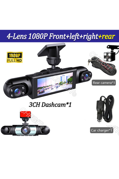 choice2 كاميرا سيارة بدون بطاقة ذاكرة 4CAM مع 4 عدسات خلفية، مسجل فيديو 360 د...