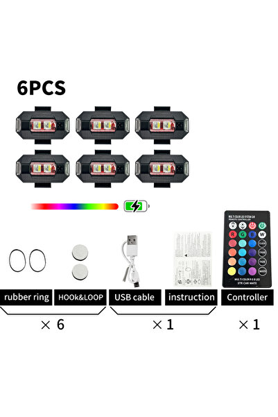 Choice 6 قطع من مصابيح LED RGB المضيئة لإضاءة الطائرات والدراجات النارية والط...
