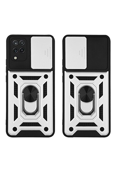 Sonique Θήκη Ring Armor CamPro για Samsung Galaxy A12 Ασημί