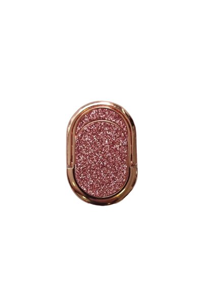 OEM Αυτοκόλλητο Δαχτυλίδι Κινητού Μαγνητικό Ring Glitter Οβαλ Ροζ Χρυσό