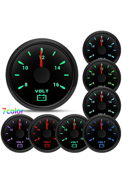 Choice BN 8-16V 52MM Pointer Voltmeter Waterproof 7 Colors Backlight Voltage ...
