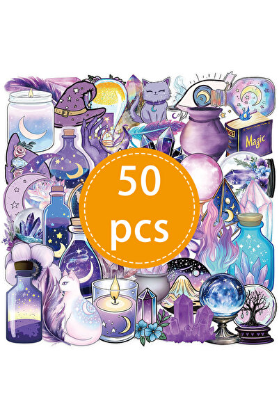 Choice 50 قطعة - TZ-252 ملصقات PET شفافة بتصميم الساحرة السحرية والكويّا، لتز...