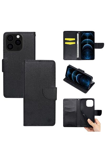 Sonique Θήκη Πορτοφόλι Trend Wallet Apple iPhone 16 Pro Μαύρο