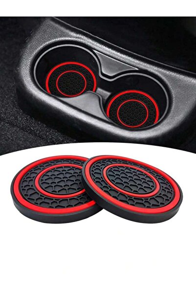 Choice red 2pcs Universal Car Cup Holder Mats - 2.75 PVC Silicone Non-slip Sh...