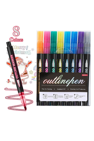 Choice 8 8-48 Colors Double Line Outline Marker Shimmer Outline Marker Pen Se...