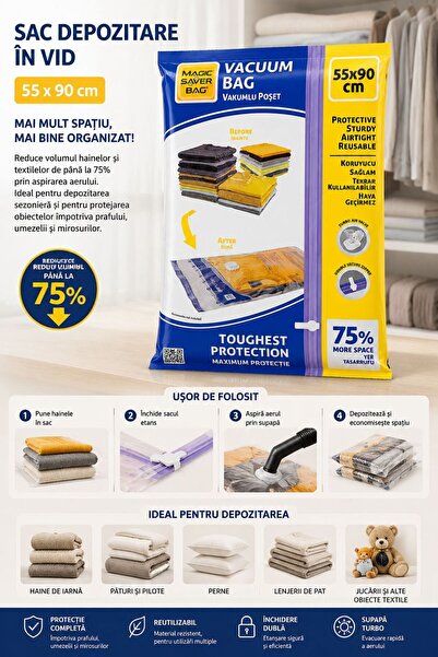 ALAS Vacuum storage bag for clothes and textiles 55x90 cm