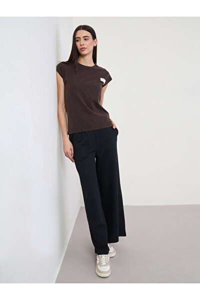 Styli Black Wide Leg Cotton Blend Joggers