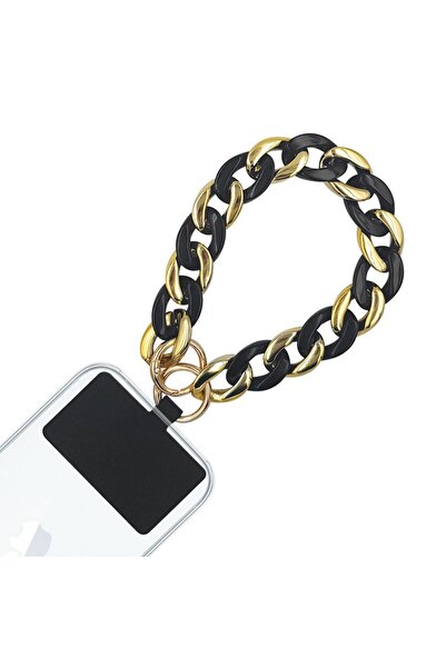Sonique Βραχιόλι Λουράκι Golden Charm Ακρυλικό 30cm για Κινητό Μαύρο