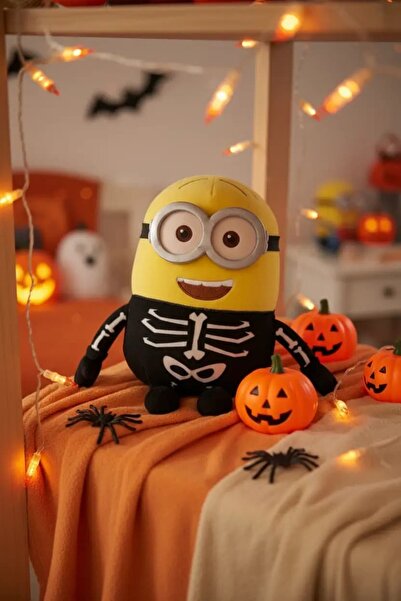 Miniso Minions Cadılar Bayramı Serisi İskelet Kostümlü Peluş Oyuncak 25 Cm
