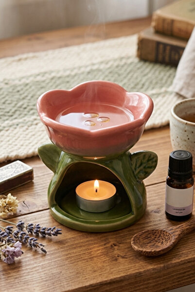 memyap Seramik Buhurdanlık – Minimal Tasarım Tealight Uyumlu Esans Buhurdanlık - Gül Modeli Esanslık