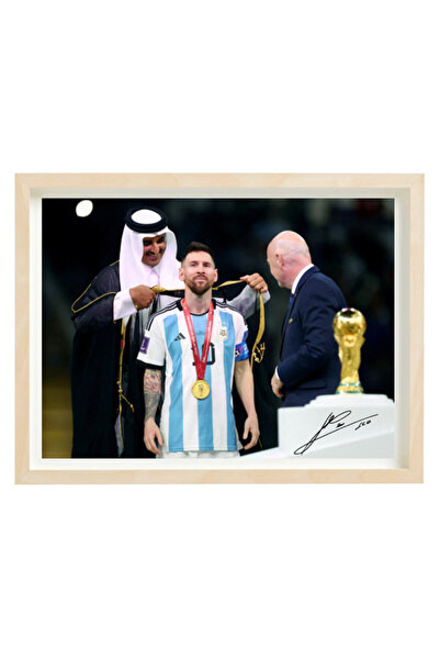 Boomah Accessories Lionel Messi Argentina Arabic Bisht Champion Poster with F...