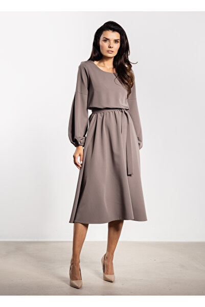 Awama Rochie midi, A742, bej, croiala lejera, poliester|elastan, M INTL