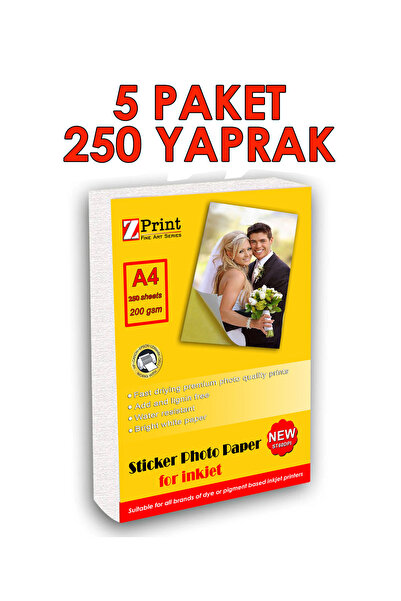 zprint fine art series YAPIŞKANLI PARLAK STİCKER FOTOĞRAF KAĞIDI A4 5'Lİ PAKE...