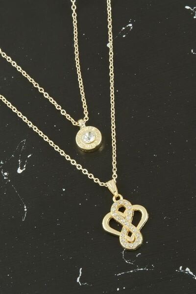Generic Brand Heart Infinity New Season Double Necklace - Yellow