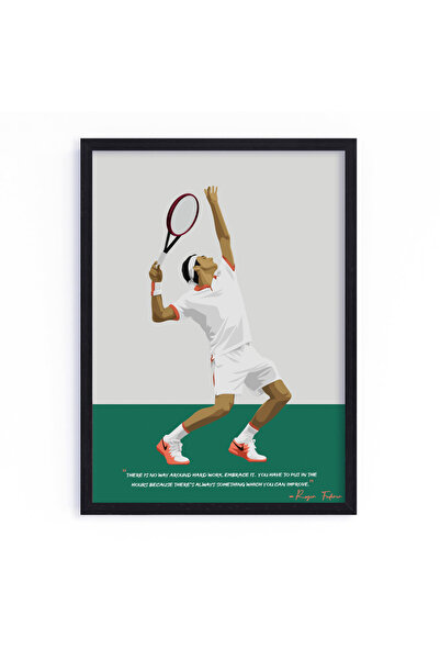 Boomah Accessories Roger Federer Tennis Gift Illustration Art Poster with Fra...