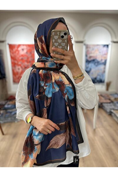 e.m ipek Rosavie Desen Soft Shawl - Navy Blue