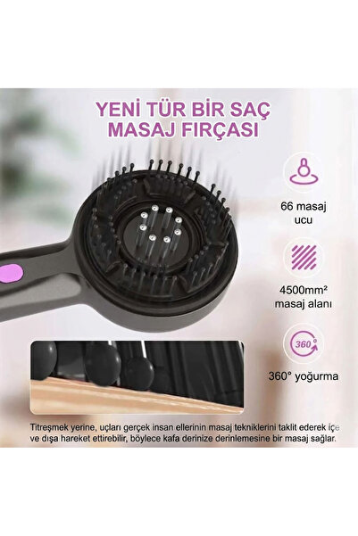 BK Design Serum Hazneli Elektrikli Saç Masaj Fırçası - 3 Modlu Titreşimli & Yağ Terapili Saç Derisi Bakım Cihazı