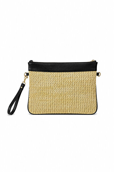 Çantacımstore Women's Straw Portfolio & Clutch Bag Black