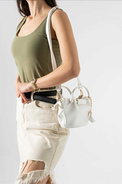 ÖZÜM ÇANTA Lima Model Women's Hand and Shoulder Crossbody Bag White