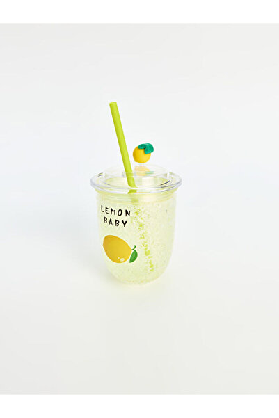 LC Waikiki Rmz Gi̇yi̇m Farkiyla Lemon Printed Soft Drink Glass with Straw