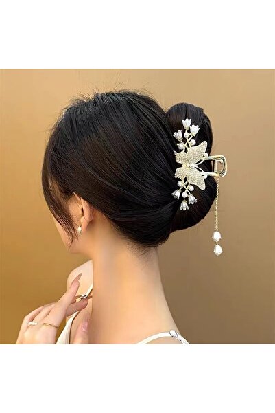 Glamluxe Women's Gold Metal Zircon Stone Pearl Butterfly Figured Clasp Buckle...
